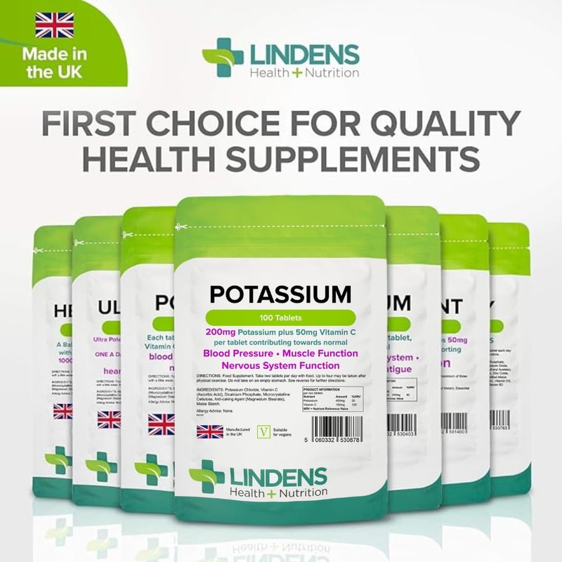 Lindens - Potassium 200mg Tablets with 50mg Vitamin C -