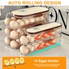 Egg Storage Fridge with Handle, 2 Layers Automatic Rolling Egg