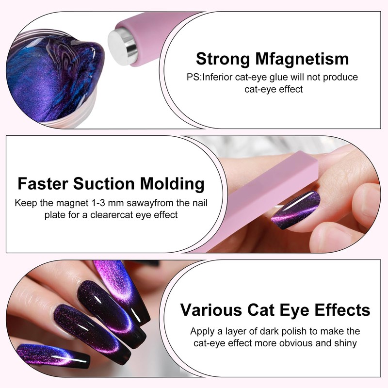 Vnjaoi Nail Magnet Set, Upgraded 5 in 1 Multi-Function Nail