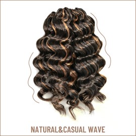Toyotress Ocean Wave Crochet Hair - 9 Inch 8 PacksBrown Highlight 3 Tones Ocean Wave Braiding Hair, Beach Curl Deep Twist Synthetic Braiding Hair Extensions (9 Inch, P4/30/27-8P)