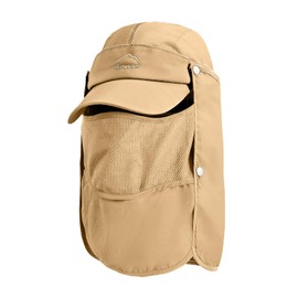 TAGVO Sun Hat with Removable Neck Flap, UPF 50+ Protection, Breathable Fishing Hats, Foldable Quick Drying Camping Hiking Hat, Sun Caps for Men and Women, Universal Size, khaki