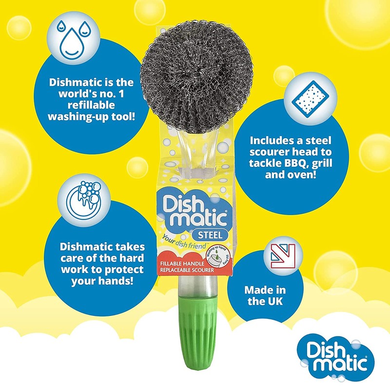 Easy Do Soap Dispensing Scrubber, Dish Brush, Yellow, Nylon Bristles,