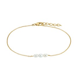 Amor 2034144 Women's Bracelet 925 Sterling Silver with Freshwater Cultured Pearl, 17 + 2 cm, Gold, Comes in Jewellery Gift Box, Sterling Silver, None
