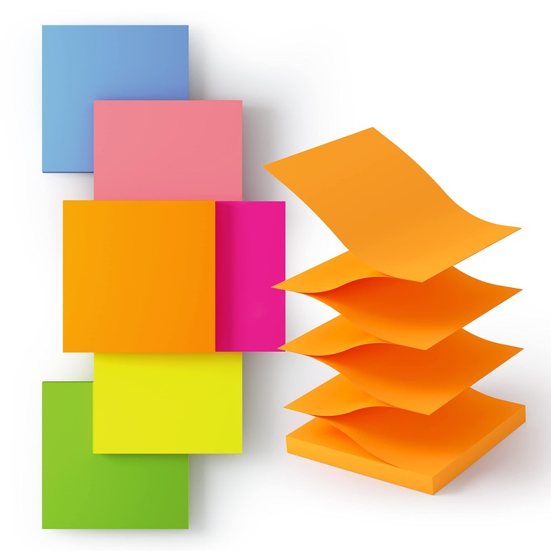3x3 Inches Pop-up Sticky Notes,6 Bright&Pastel Colors for Refills,Z-Notes for