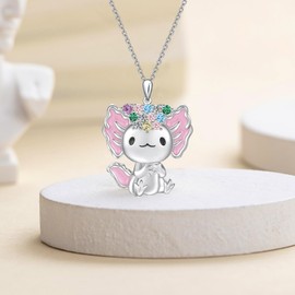 UYBNRK Axolotl Necklace, Axolotl Charms Pendant Necklace, Axolotl Jewelry Silver Necklace for Birthday Party