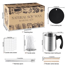 Candle Making Kit with Hot Plate for Melting Wax,Including 2 LB Soy Wax, 600 ML Pouring Pot,5 Inch Wick Cotton,3-Hole Wicks Holder, Wick Sticker,Stirring Spoon,Thermometer,Anti-hot Silicone Mat…
