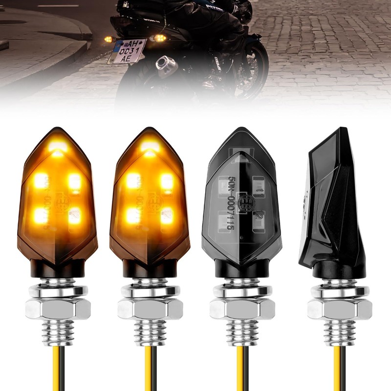 LOPHE Pack of 4 LED Motorcycle Indicators, 12 V Motorcycle