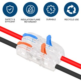 DIANN 20pcs Lever Wire Connector Compact Wire Connectors 1 to 1 Inline Electrical Lever Wire Connectors Assortment Splicing Connectors for 28-12 AWG (10pcs Blue+10pcs Orange)