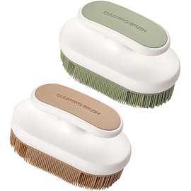 LimCryspp 2 Cepillos de Limpieza de cerdas Suaves para Lavar la Ropa, Cepillos de Lavado a Mano con cerdas Suaves，Sombreros, Ropa Interior, Agarre cómodo (‎Verde y marrón)