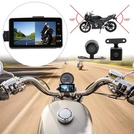 Riloer Motorcycle Driving Recorder, Portable Dual Lens Camera, Waterproof 3 Inch HD LCD Video Recorder