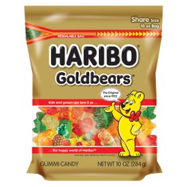 HARIBO Gummi Candy, Original Goldbears, 10 oz. Stand Up Bag (Pack of 8)