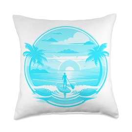 Enjoy SUP Stand Up Paddle Sport Surfboard Board Enjoy SUP Boat Sunset Stand Up Paddle Board Throw Pillow, 18x18, Multicolor