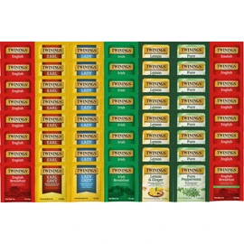 Best of Twinings, 56 Count, 7 Flavor Herbal & Black Tea Bag Variety Sampler, Caffeinated, Decaffeinated, Caffeine- free – Perfect Gourmet Gift Set