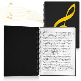 A4 Music Folder, Music Sheet Choir Folder, 40 Pages, Waterproof Plastic Music Folder for Sheet Music, Piano, Guitar, Violin (Black)