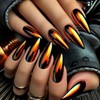 Chrome Press on Nails Medium Length Artificial Acrylic Metallic Laser