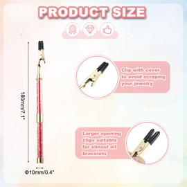 PATIKIL Bracelet Clasp Helper, Bracelet Helper Tool to Put on Yourself with Rubber Cover Tip, Jewelry Quick Wear Fastening Equipment for Necklace Watch Zipper, Red/Golden