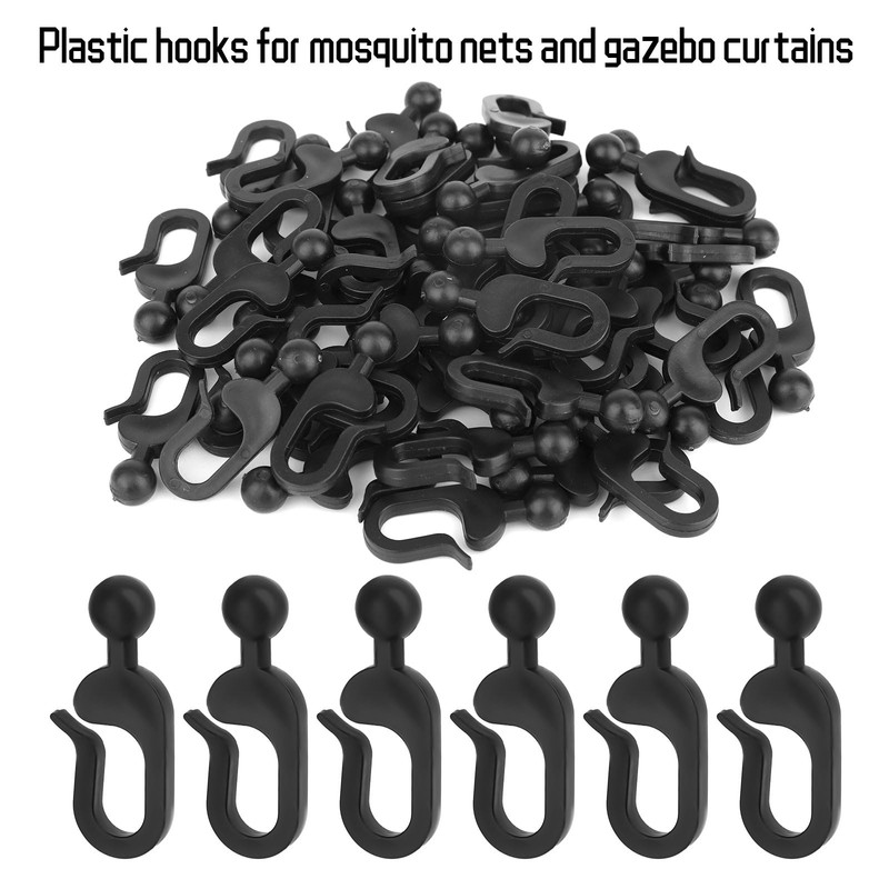lasuroa 50pcs Plastic Hooks for Gazebo Curtains, Smooth Sliding Track