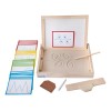 Bandeja Didáctica Montessori Ingeniacrea+cartas+pizarr Doble Color Trazos