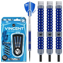 WINMAU Vincent Van Der Voort Tungsten Steeltip Darts Set 23g with Prism Flights and Shafts (Stems)