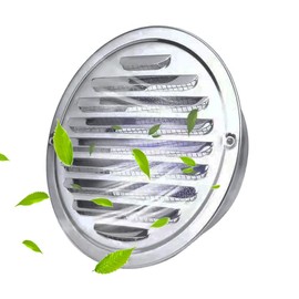 4 Inch Silvery Stainless Steel Air Vent, JSIXASO Louvered Grille Round Wall Vent Cover with Fly Screen Mesh for Indoor or Outdoor Ventilation