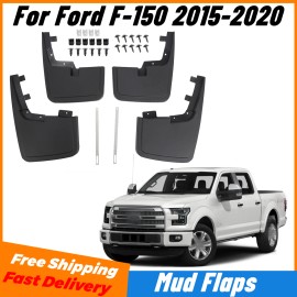 autoparts_offroad Bolt-On Mud Flaps Splash Guards For Ford F-150 2015-2020 No Fender Flare