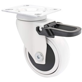 WAGNER design - 3C - swivel castor/furniture castor - white, soft tread, diameter Ø 75 mm, total brake, ball bearing, load capacity 75 kg - 01237601