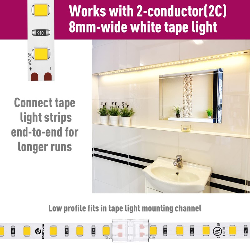 EMITEVER LED Strip Light Connector, 6 Packs LED Tape Connect