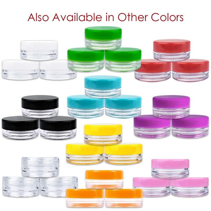 (Quantity: 25 Pieces) Beauticom 3G/3ML Round Clear Jars with PURPLE