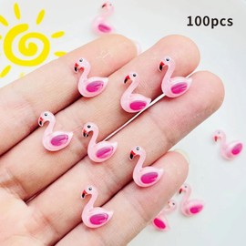 100 Pcs Mini Flamingos Ducks for Crafts Dollhouse Tiny Resin Animals Flamingo Decor Tiny Things for Dollhouse Fairy Garden Micro Landscaping Decoration(Flamingos)