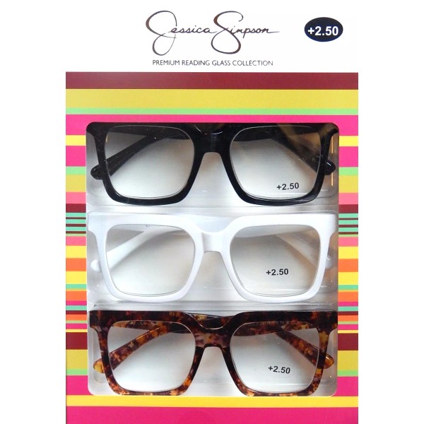 JESSICA SIMPSON 3 PACK SET PREMIUM READING GLASSES READERS +2.50