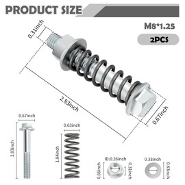 2PCS M8x1.25 Exhaust Manifold Bolts,Heavy Duty Exhaust Bolts and Nuts Kit with Springs for Muffler System Repairing,Universal Muffler Studs Replacement Car Accessories (M8*1.25)