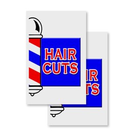 Hair Cuts (2-Pack) 24" x 36" Vinyl Decals | Sign Insert Peel & Stick Decals Stickers Window Signs