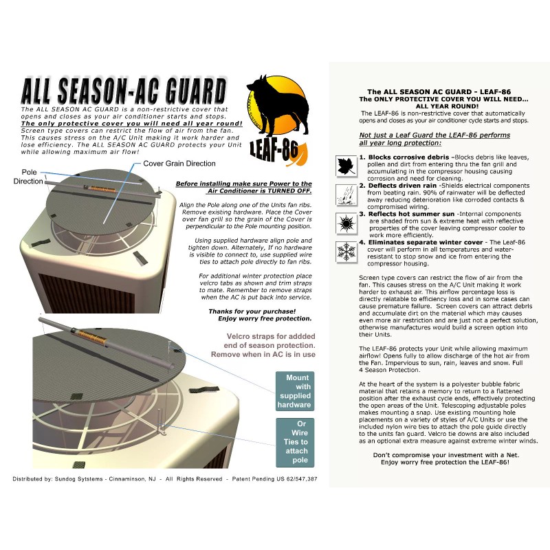 Sundog Systems All Season AC Guard - 30" LEAF-86 AirConditioner