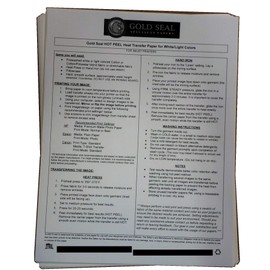 Inkjet Heat Transfer Iron On Paper for Light Color Fabric: 8.5" x 11", 50 Sheets