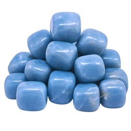 Angelite Crystals and Healing Stones Tumbled - 1000+ Cratas Angelite Stone, Natural Healing Stones for Energy Balance, Stress Relief - Premium Polished Gems Rocks for Meditation and Wellness