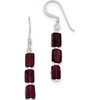 Sterling Silver Three Stone Garnet Dangle Earrings (Length=37) (Width=5)