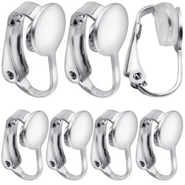 Hmjpng 20pcs Silver Clip-on Earring Converters D-Shaped Brass French Earring Clips Components with 20pcs Comfort Earring Pads for None Pierced Ears Jewelry Making
