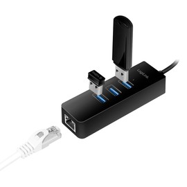 Logilink USB 3.0 to Gigabit Network Adapters (RJ45) and 3 x USB 3.0 Hub black Black