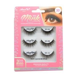 Amorus 3D Hand made Faux Mink Lashes #4, #8, #12 (3Pairs)