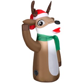 Gemmy Christmas 3FT Inflatable 12V Car Buddy Reindeer Wearing His Santa Hat - Designed for Vehicle