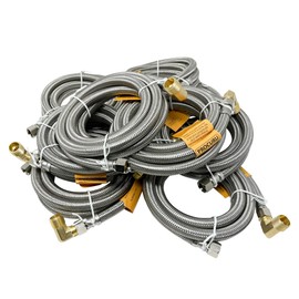 PROCURU 10-Pack 6-Ft Stainless Steel Dishwasher Hose with Elbow, 3/8" Comp x 3/8" Comp, Universal Dishwasher Water Supply Line, Certified Safe (9SDE-10P)