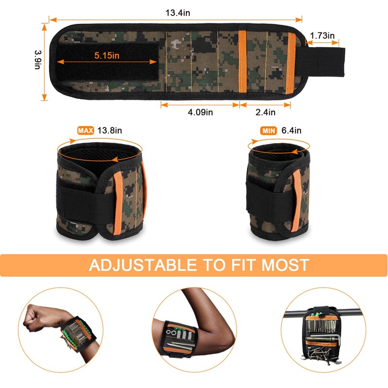 vidsel Magnetic Tool Holder Belt & Wrist-Band (15 N38 Magnets),