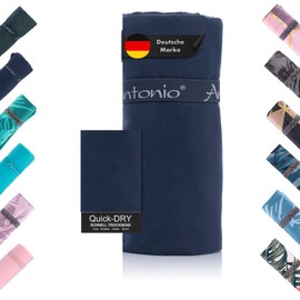 Antonio - Microfibre Beach Towel & Bath Towel XXL 160 x 80 cm Navy Blue - Women's & Men's Beach Towel & Bath Towel Quick Drying Lightweight Large Microfibre Towels Yoga Sports On The Go