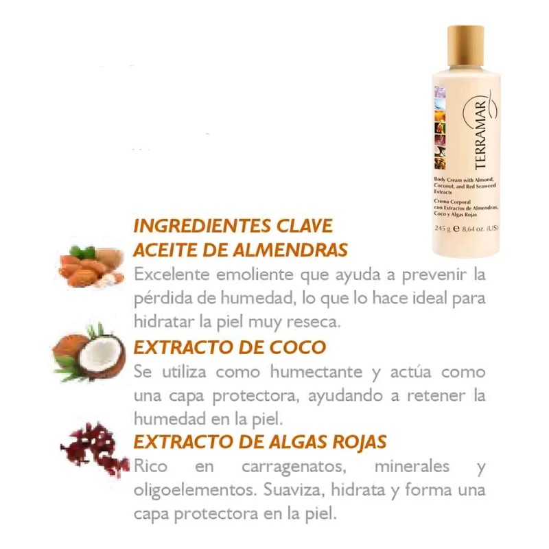 Crema Corporal Humectante Coco Almendra Algas Terramar 245