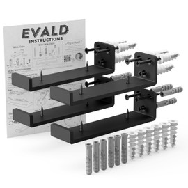 EVALD Floating Shelf Brackets w/ Lip | Hidden Black Carbon Steel Brackets for 6-inch Board (5 5/9" True Size) Kitchen, Nursery | Minimalist Design for Fireplace Mantel, Bookshelves, Bar Shelves 4 Pack