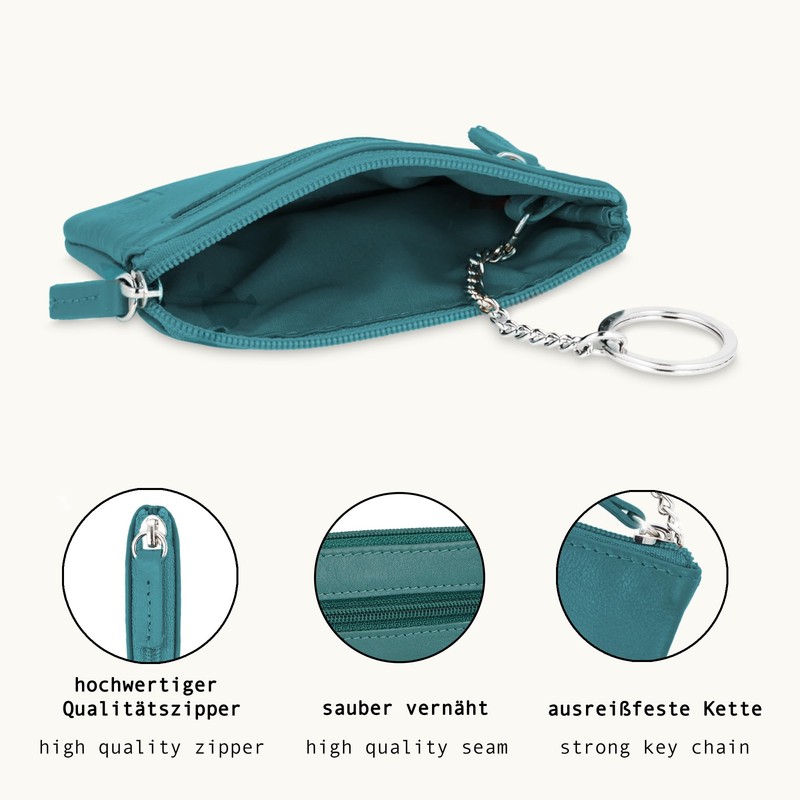 LEDEROW Leather Key Case [2 Separate Compartments] Zip for Men
