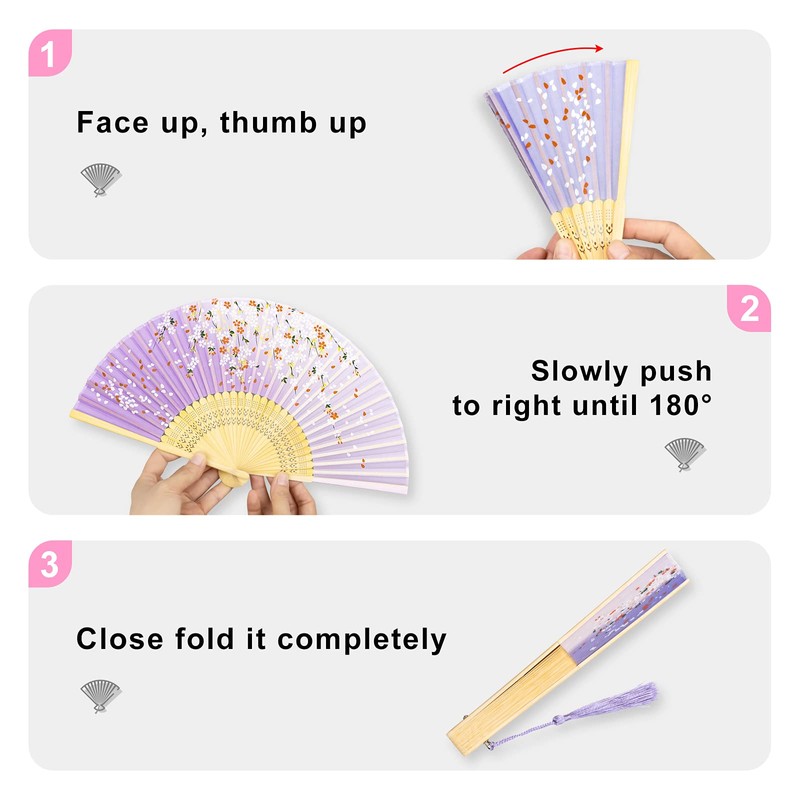 iPihsius Folding Fan, Slik Folding Hand fan with First Layer