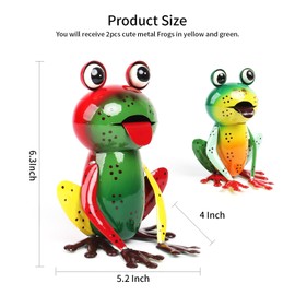 Cruis Cuka Metal Garden Decor Yard Art for Outside Set of 2 Cute Frogs Lawn Patio Ornaments Backyard Decorations Garden Gifts - (Yellow,Green)