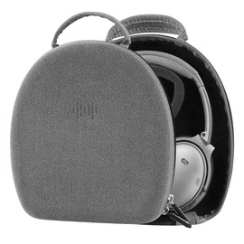 Geekria Shield Headphones Case Compatible with Bose QC Ultra, QC45, QC35II, QC35, QC25, QC15, Replacement Protective Hard Shell Travel Carrying Bag with Cable Storage(Grey)