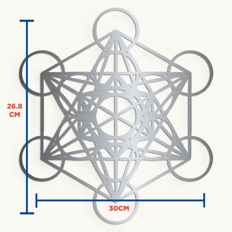 Genérico Cuadro Cubo Metatron Color Plata Deco Muro Pared Decoración